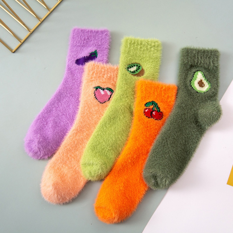 Youyo Vớ Lông Giả Họa Tiết Trái Cây Dễ Thương Giữ Ấm Mùa Đông Phong Cách Nhật Bản Cho Nữ