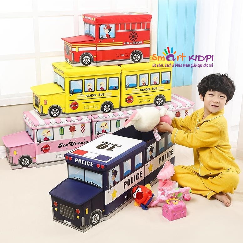 FREESHIP- Thùng đựng đồ chơi hình ô tô tàu hỏa kiêm ghế ngồi cho bé