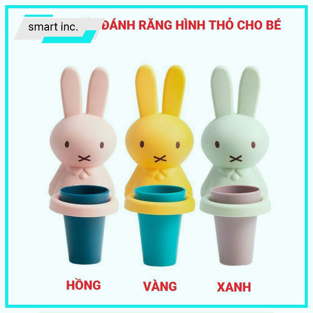 Giá Treo Để Cốc Ly Nhựa Khay Gắn Treo Tường Hình Thú Thỏ Cute Hủ Kệ Đựng Bàn Chải Kem Đánh Răng Cho Bé Gắn Dán Tường