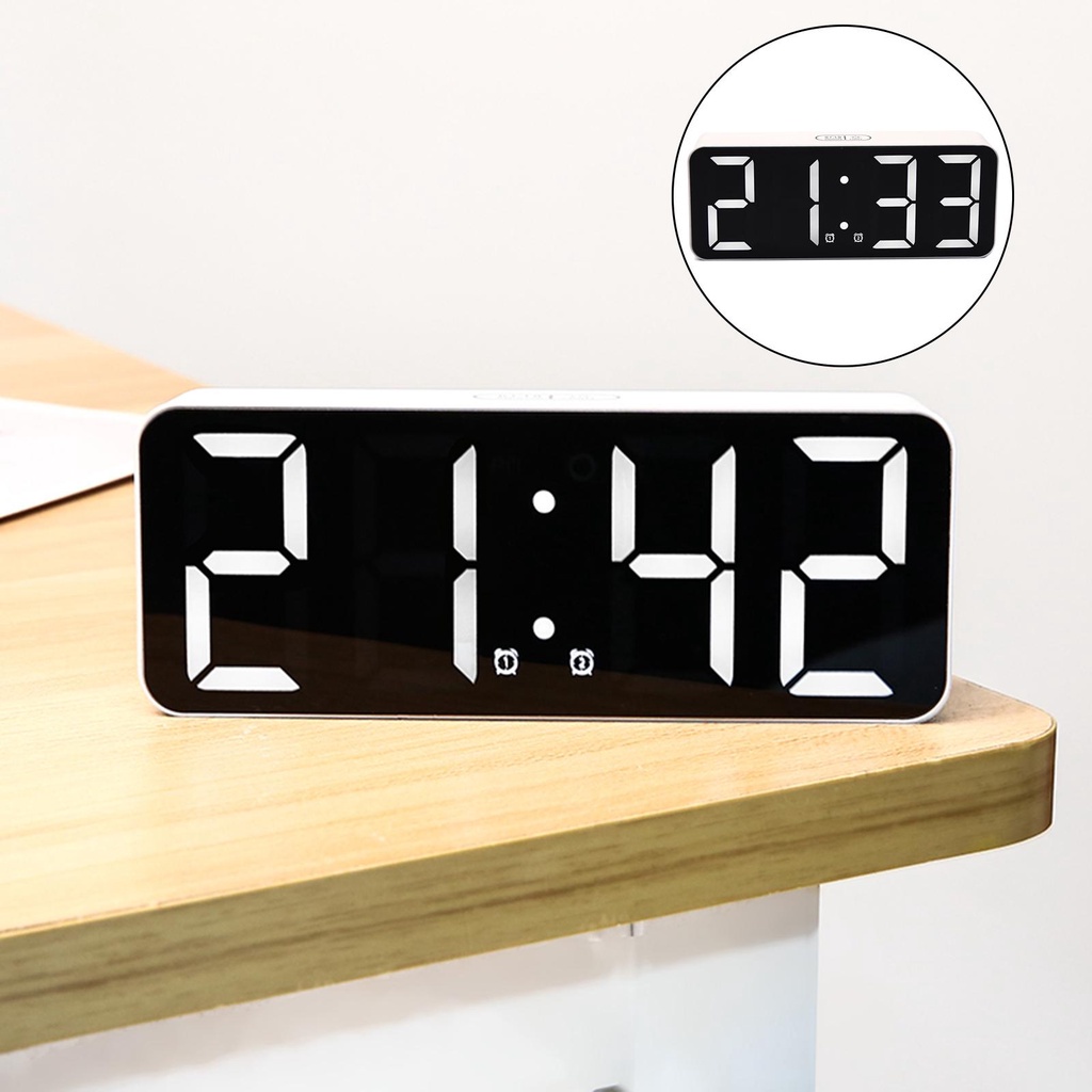 Đồng Hồ Báo Thức Điện Tử Để Bàn Có Đèn LED Hiển Thị Nhiệt Độ 12 / 24H lzdjhyke3