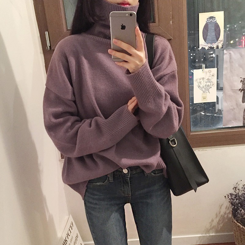 Sẵn Tím-Xanh(Hàng Đẹp)Áo len cao cổ Ulzzang-Ảnh thật 4 hình cuối