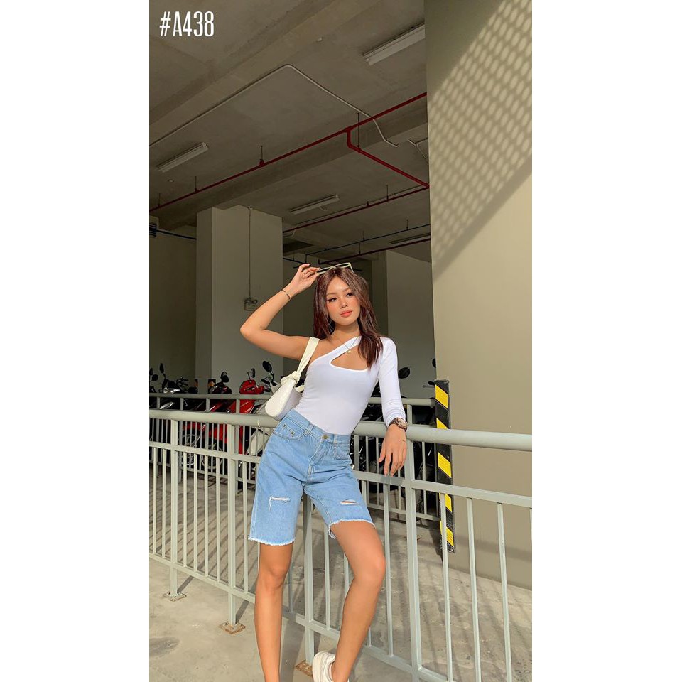 Bodysuit tay dài khoét tam giác