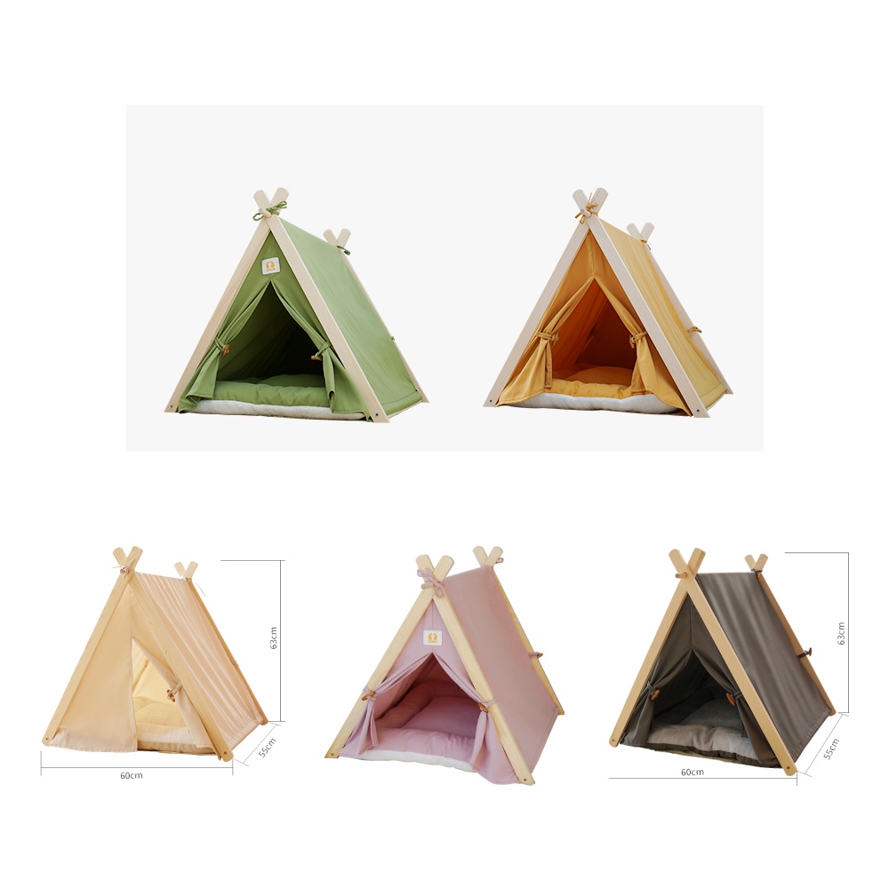 Lều trại cho chó mèo khung gỗ, kèm ở nằm mặt bông ấm áp BECHON L261