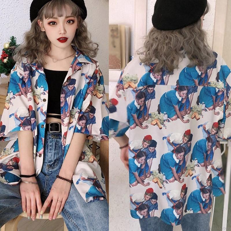 Áo Sơ Mi Tay Ngắn Dáng Rộng Phong Cách Retro Cho Nữ | BigBuy360 - bigbuy360.vn