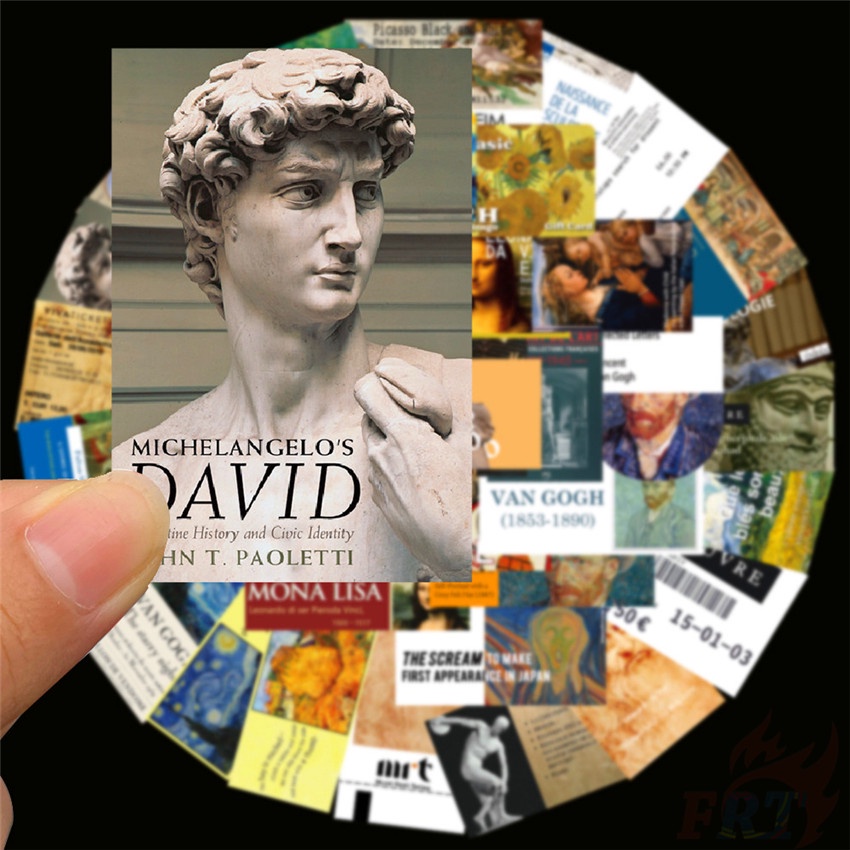 Set 50 miếng dán trang trí laptop/ván trượt/va li họa tiết những bức tranh nổi tiếng độc đáo