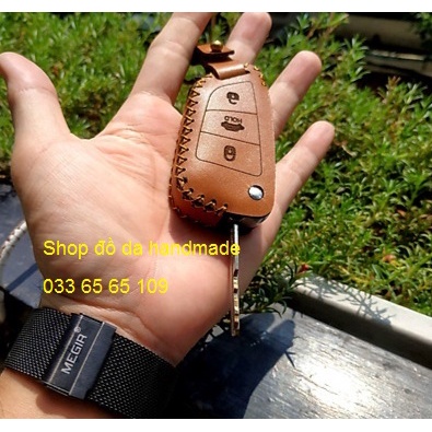 [Chìa độ] Bao da chìa độ, chìa chế chìa gập mở các dòng xe ô tô bằng da bò, kèm tặng móc khóa (mẫu 04)