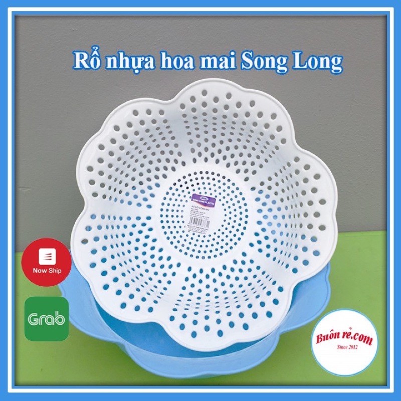 Rổ nhựa hoa mai 2 trong 1 màu sắc tươi tắn, rổ hoa mai 2in1-3395
