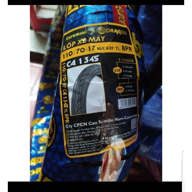 Lốp 110/70-17 độ lớn cho Exiter 135/150 gai kim cương...