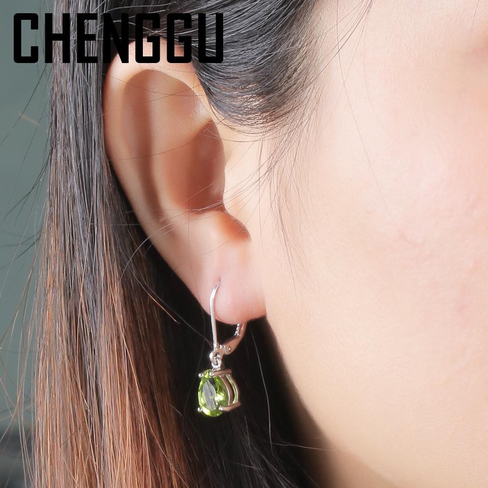 925 Sterling Silver Natural Peridot Drop Earrings Designer Fine Jewelry Green Gemstone Long Earrings For Women Special Gift|Drop Earrings|