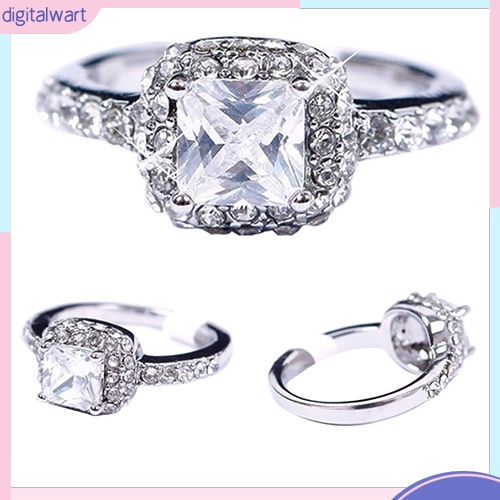 Nhẫn mặt vuông đính đá sang trọng cho nữ