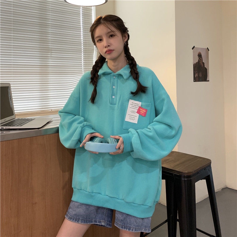 Áo Sweater Polo Dáng Rộng Phong Cách Thời Trang Vintage Mỹ 2022 Dành Cho Nữ