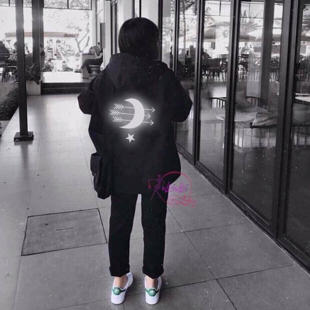 FREESHIP - Áo khoác gió form rộng,Áo chống nắng  in phản quang mặt trăng màu đen - PQ112 | BigBuy360 - bigbuy360.vn