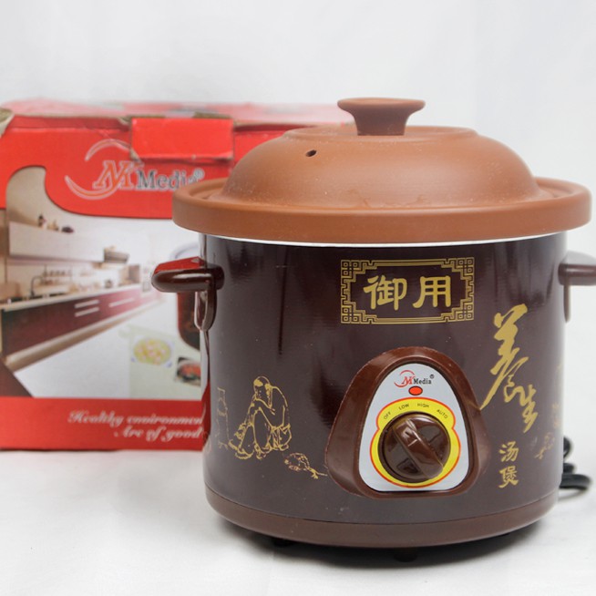 Nồi hầm cháo kho cá màu nâu đất ruột gốm sứ chịu nhiệt tốt