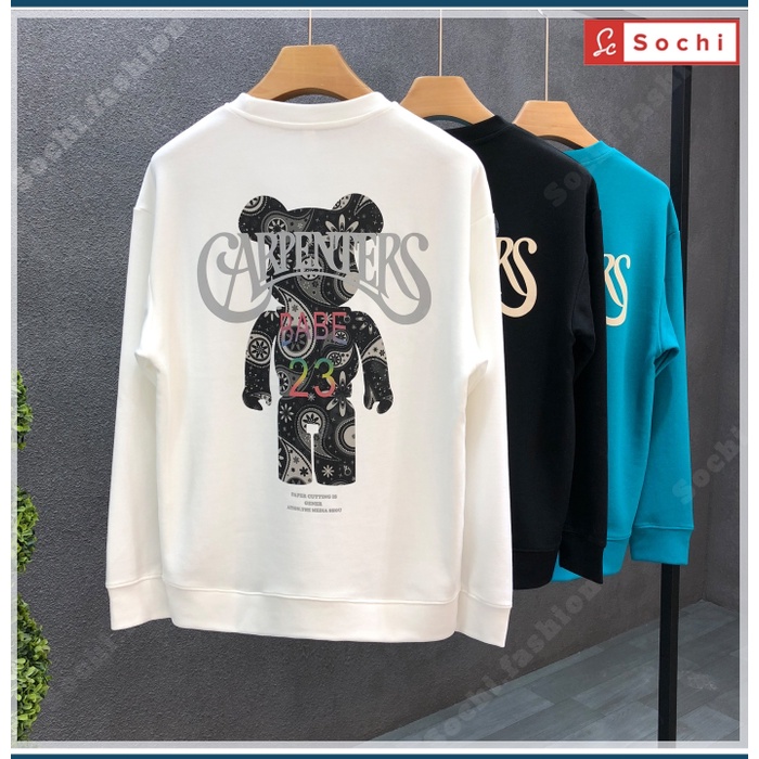 Áo sweater nam cổ tròn, áo thu đông dài tay dáng rộng mềm mịn in Carpenters mã SW60.1