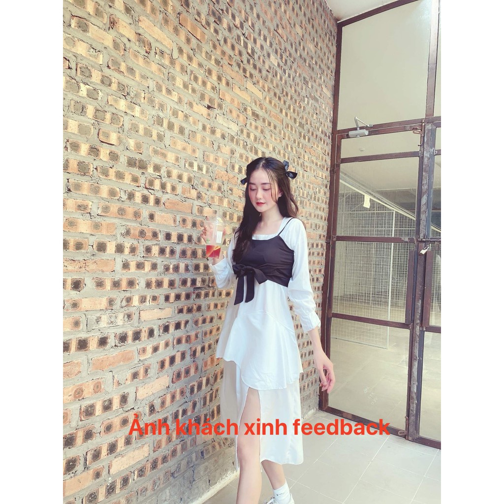 Set Váy Yếm Đen Xẻ Chân Có Tầng Vải  đũi  mềm cao cấp M139 -Teenstore.365 | BigBuy360 - bigbuy360.vn