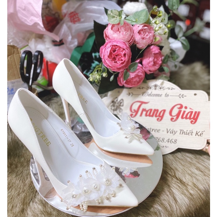 GIÀY THIẾT KẾ HOA NGỌC VÁT CHÉO CAO CẤP (là mẫu tkế thủ công vui lòng chắc chắn trước khi đặt hàng)