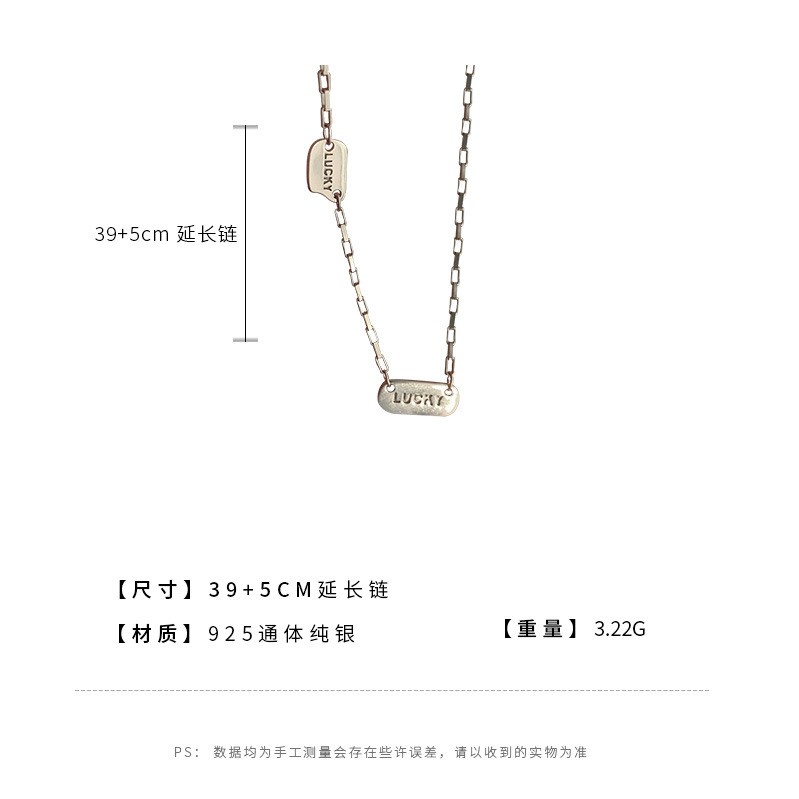 vòng cổ Mạ Bạc 925 Mặt Chữ May Mắn Cho Nữ