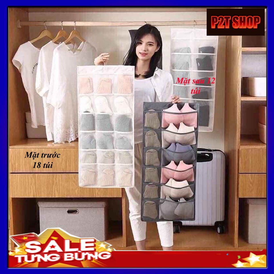 [ BAO GIÁ TOÀN QUỐC ] TÚI TREO ĐỒ LÓT TREO TẤT 2 MẶT 30 NGĂN HÀNG DÀY LOẠI 1 KÈM MÓC DÁN CƯỜNG LỰC