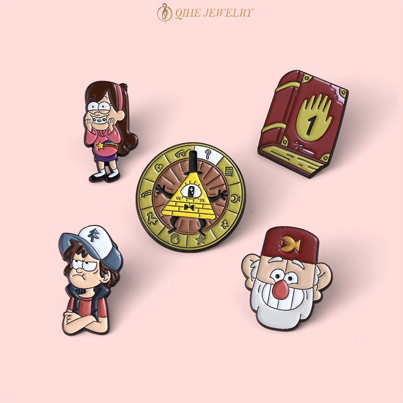 Ghim cài áo QIHE JEWELRY tráng men hình nhân vật hoạt hình anime cổ điển