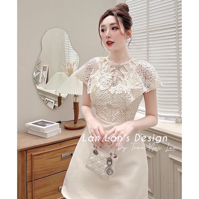 VÁY REN 3D VIỀN CHỜM VAI KHUY ĐÁ PHỐI CHÂN TAFTA DỰ TIỆC