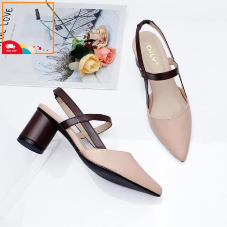 | Săn sales | Giày Cao Gót Đế Vuông R021 kiểu mới da mềm phối 2020 new . 💯 ་ new , ) ! # . !