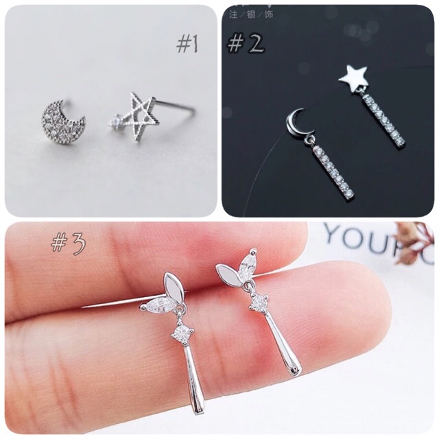 [Chỉ thanh toán với AirPBông tai bạc ý 30% ( có khắc s925) trăng sao tam giác