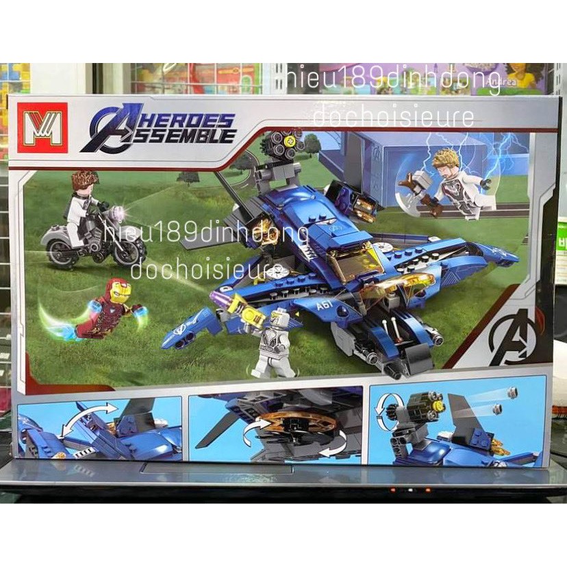 Lắp ráp xếp hình non Lego siêu anh hùng mg256 : Máy Bay Quinjet 422+ mảnh