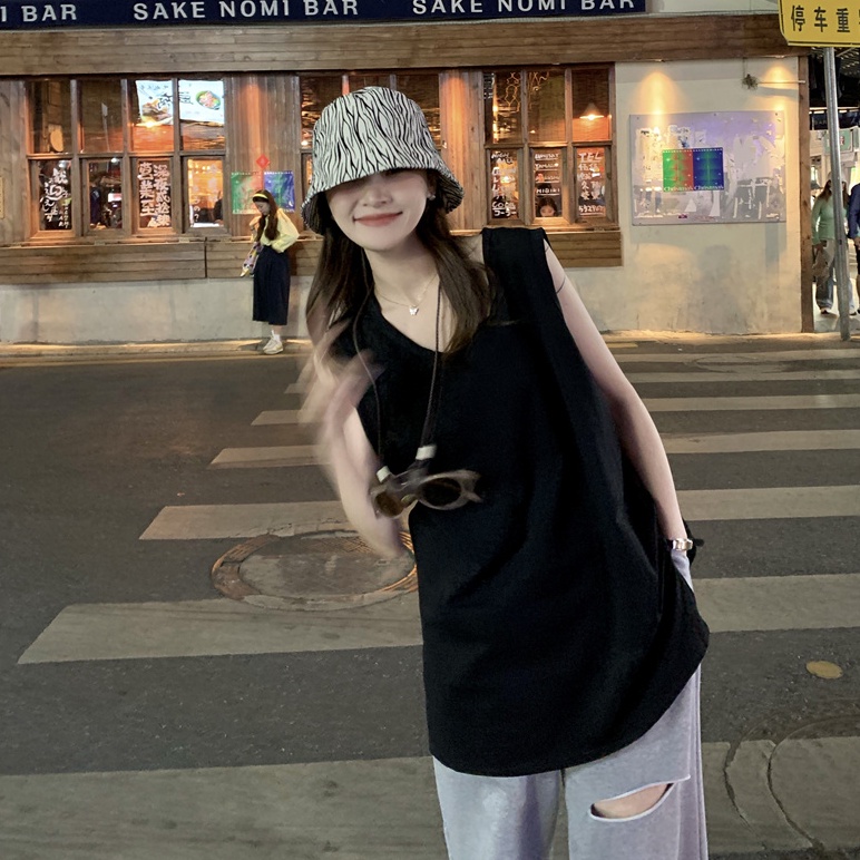 Áo ba lỗ nữ form rộng trơn basic - Áo tank top 3 lỗ unisex sát nách dáng rộng trùm mông