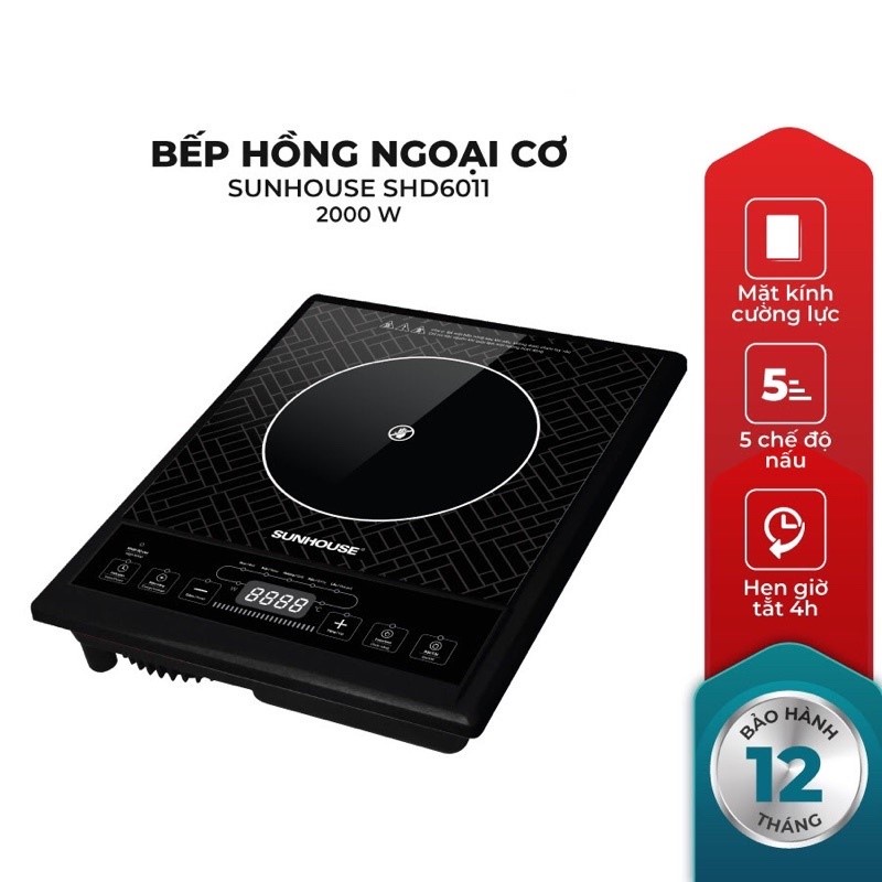 Bếp hồng ngoại phù hợp mọi loại nồi gia đình cao cấp tiện lợi Sunhouse model SHD6011