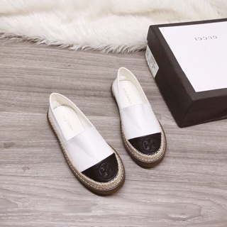 Giày slipon pha mũi viền cói