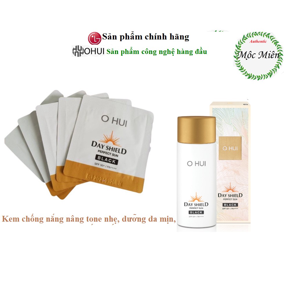 Gói kem chống nắng nâng tone nhẹ, có thể sử dụng như kem lót trang điểm Ohui Day Shield Perfect Sun Black