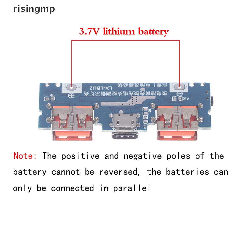 Bảng Mạch Sạc Pin Lithium Hai Cổng USB 5V 2.4A Micro / Type-C Có Đèn LED Cho Điện Thoại Di Động ♨Hot