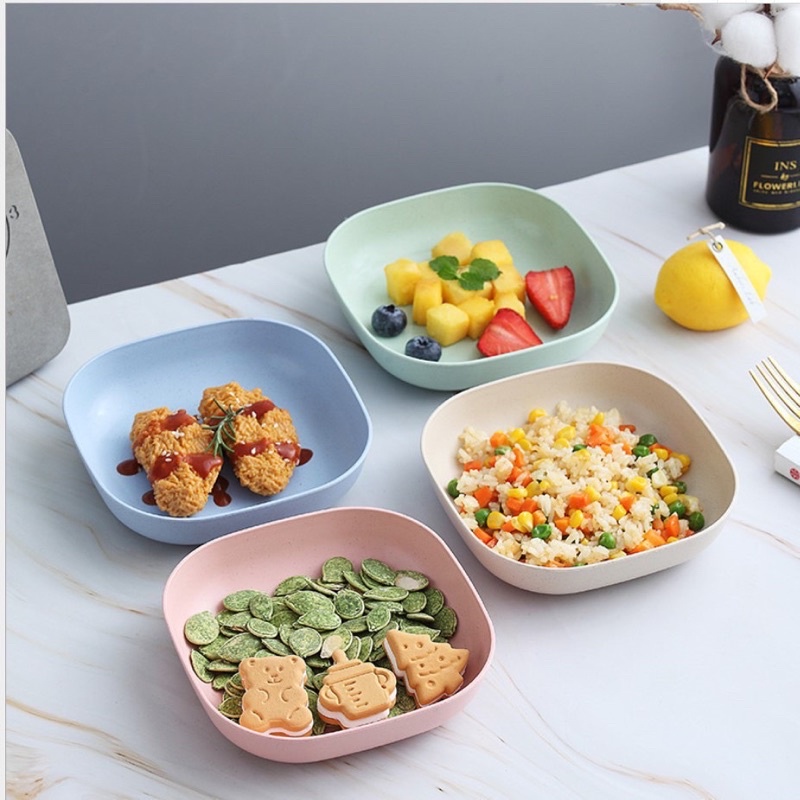 Set 8 chiếc đĩa lúa mạch mẫu mới tone màu pastel ngọt ngào / Combo đĩa 8 chiếc đĩa lúa mạch