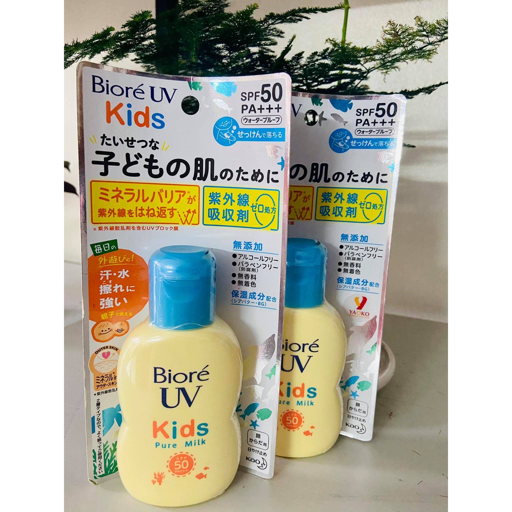 Sữa Chống Nắng Biore UV Kids Pure Milk Dịu Nhẹ Cho Trẻ Em SPF50+ PA+++