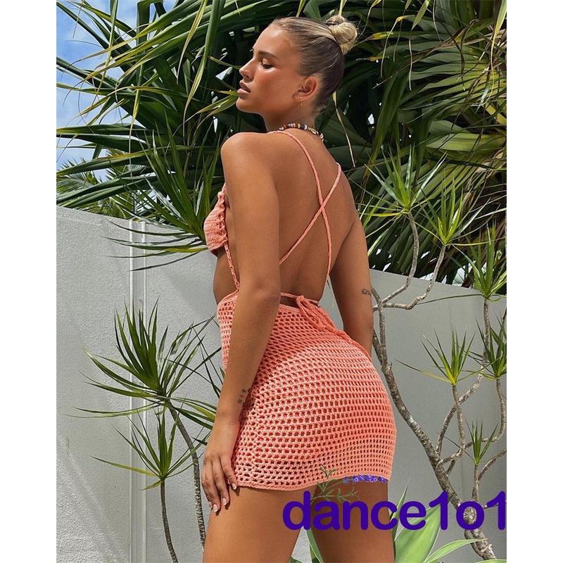 Đầm Khiêu Vũ1O1-Đầm Dệt Kim Hở Lưng Gợi Cảm Cho Nữ