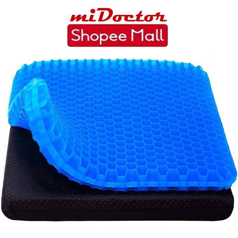 Đệm Ngồi 3D Silicon 2 Lớp Tổ Ong Lót Ghế Thoáng Khí Chống Đau Mỏi Lưng miDoctor + Tặng Kèm Bao Vỏ Nệm