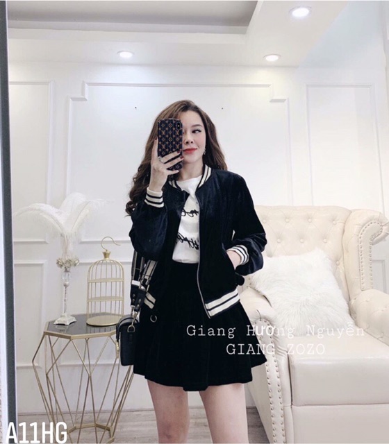 Áo bomber nhung
