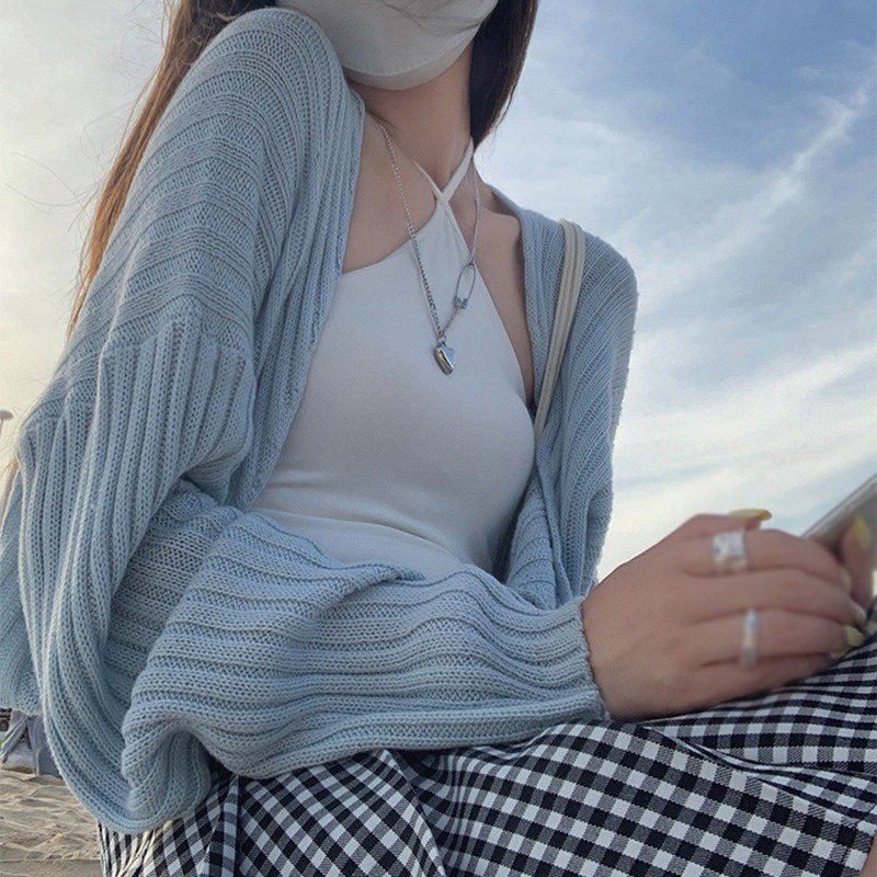 Áo Cardigan Dệt Kim Màu Trơn Thời Trang Hàn Quốc Cho Nữ