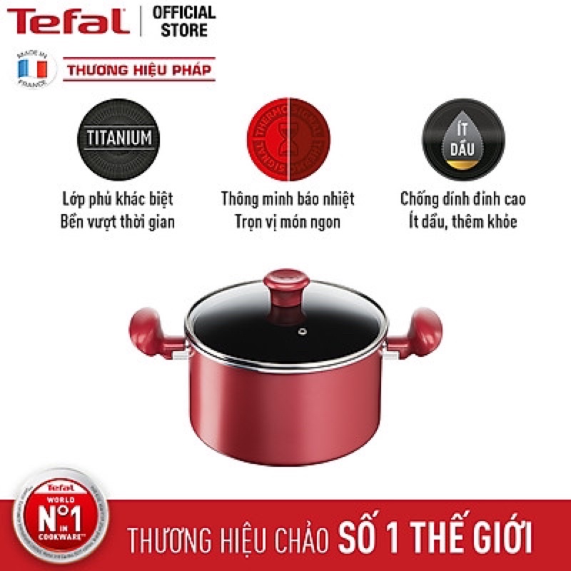 Combo Tefal So Chef Chảo chiên G1350295 21cm,Nồi G1354595 22cm,Chảo chiên G1358495 24cm - Hàng chính hãng