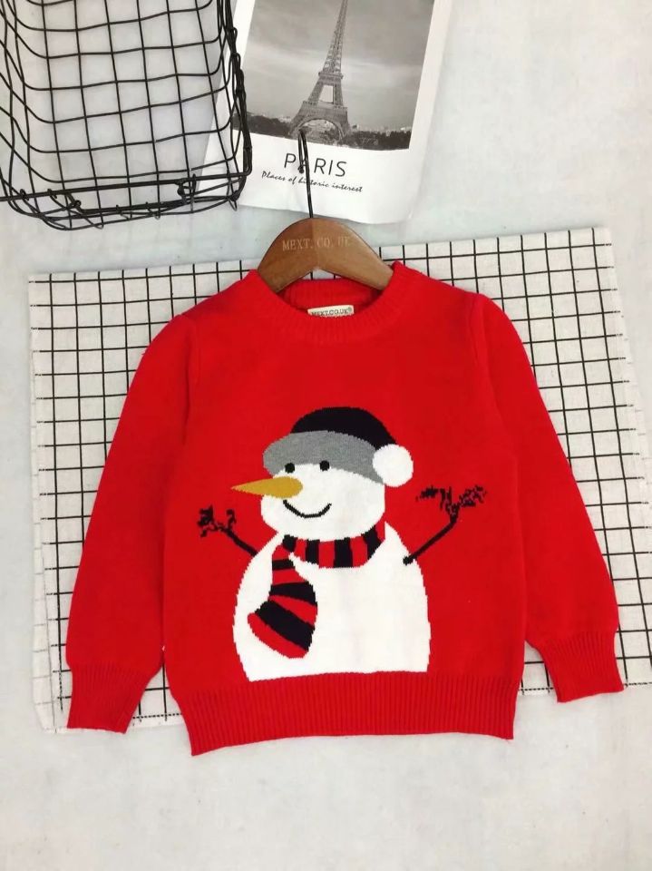 Áo sweater NNJXD dài tay in hình người tuyết dễ thương cho bé từ 3-8 tuổi