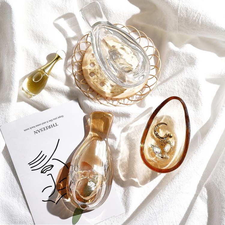 Hộp Kính Để Bàn Đựng Trang Sức Hình Chú Chim Màu Hổ Phách Phong Cách Retro