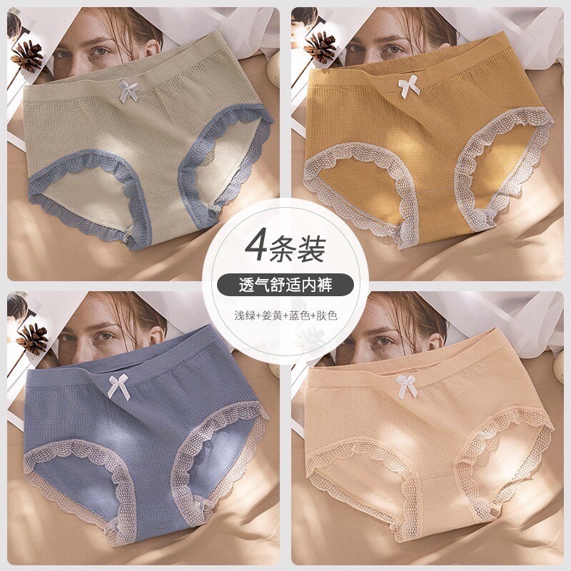 SET 10 QUẦN LÓT NỮ THÔNG HƠI LƯNG VỪA MIX REN CỰC XINH QL1120 | BigBuy360 - bigbuy360.vn