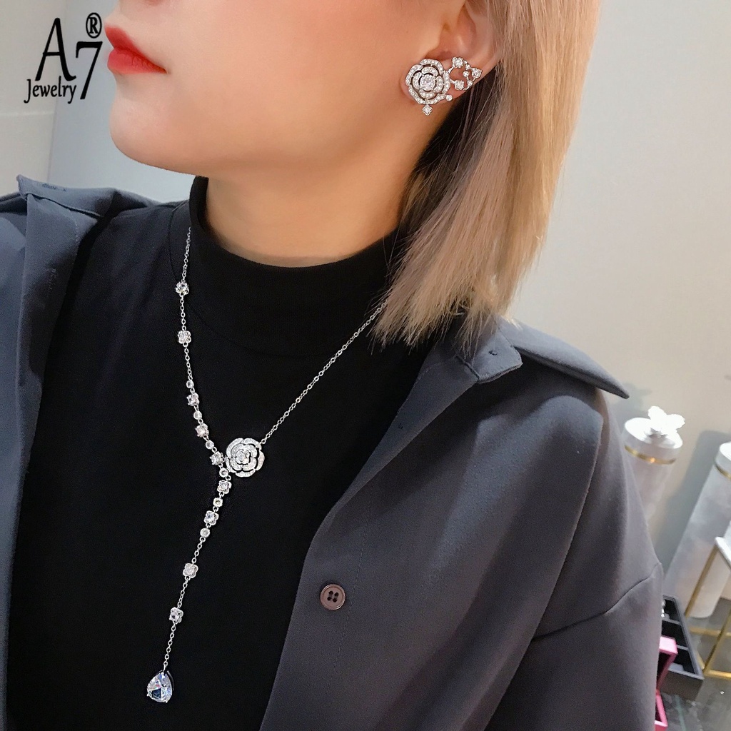 Set Vòng cổ + Khuyên Tai + Vòng Tay Đính Hoa Hồng A7