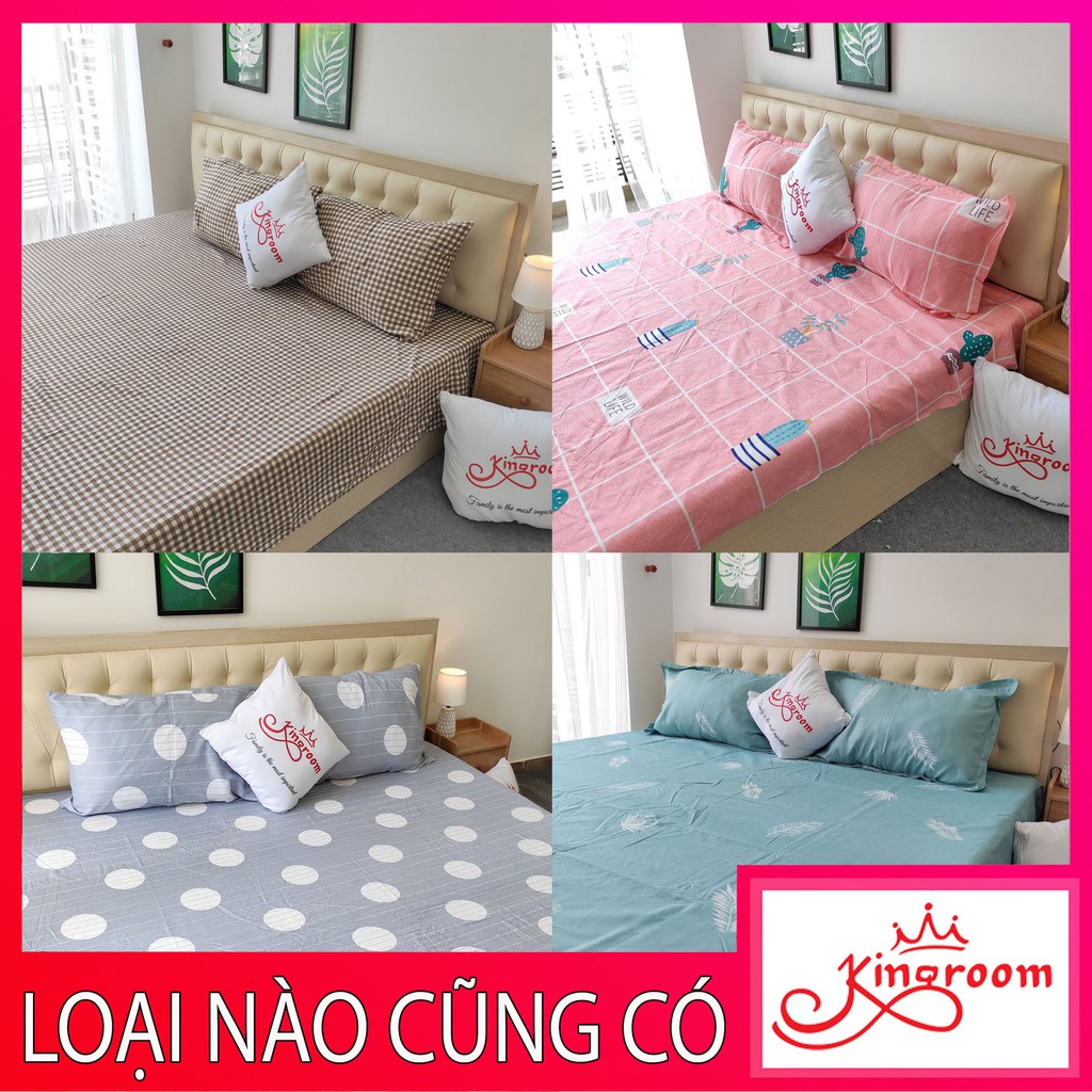 Combo ga gối 3 món Cotton C830 KINGROOM mềm mại ( Có bán lẻ Ga gối thun lạnh )