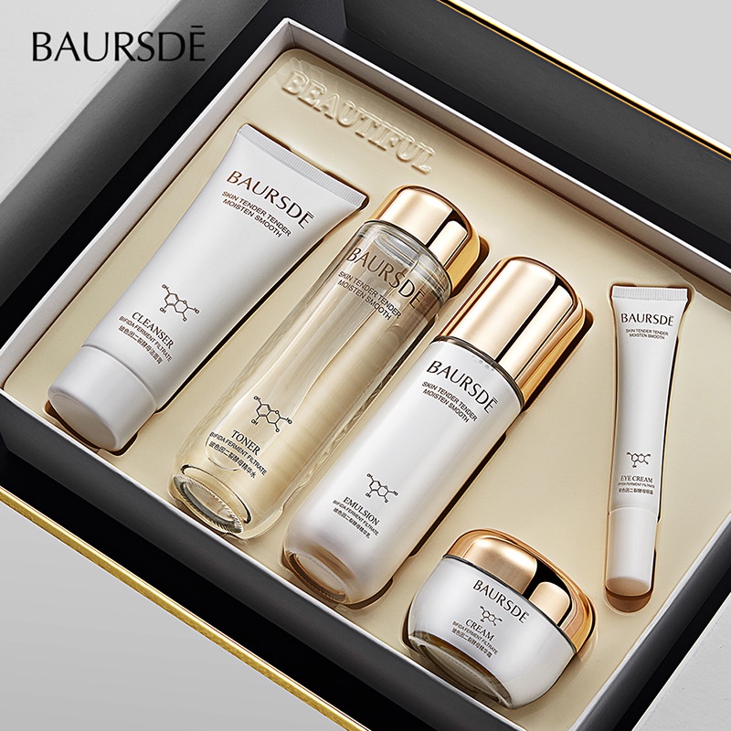 Bộ mỹ phẩm dưỡng da, chăm sóc da mặt BAURSDÈ 5 món dưỡng ẩm, cải thiện làn da xỉn màu NO-SPU182