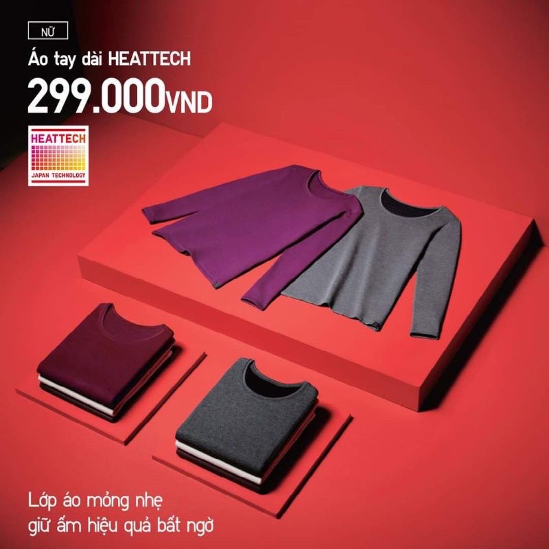 Áo giữ nhiệt heattech nữ cổ lọ /   cổ tròn  của UNIQLO - Nhật