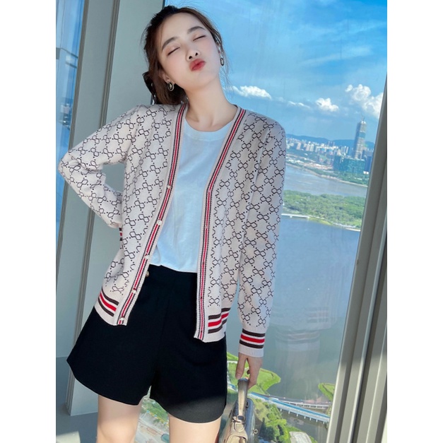 Áo cardigan len nữ khoác ngoài Quảng Châu cao cấp màu đen kaki zizac dệt kim thu đông phong cách Hàn Quốc AC29