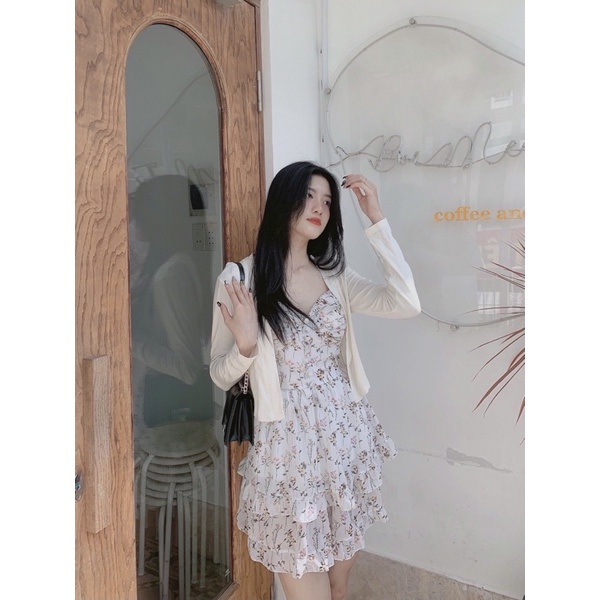SET ĐẦM HOA DÂY+AO KHOÁC- Pinkger Shop