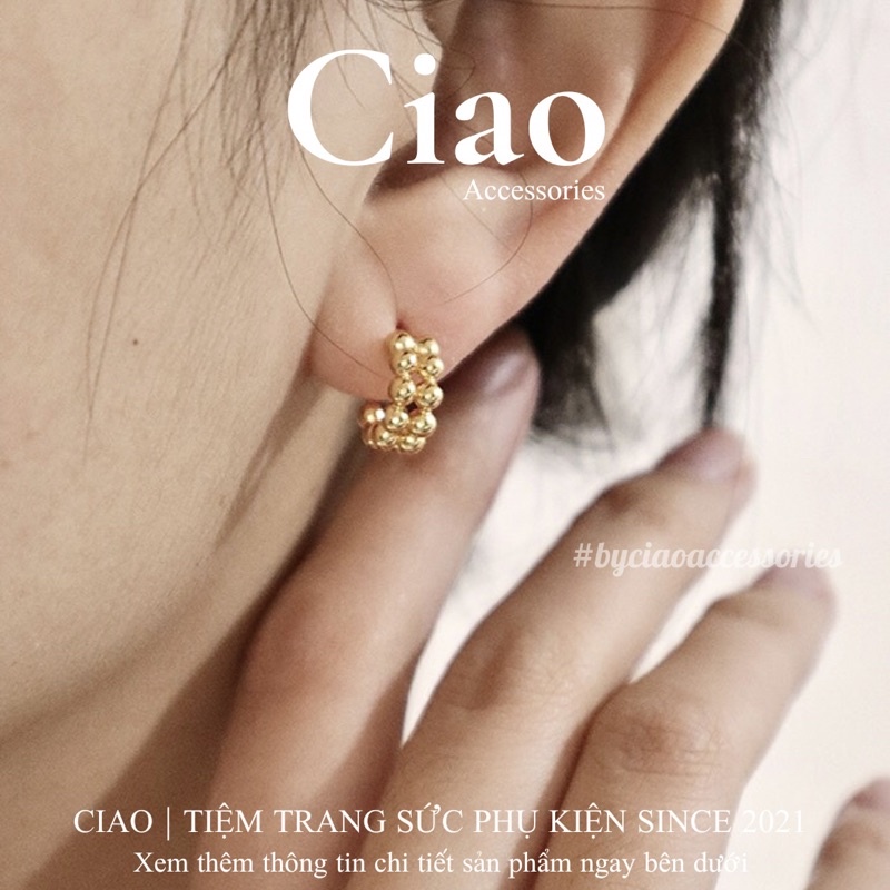 [HOẢ TỐC 1H] Khuyên tai/ Bông tai mạ bạc S925 thiết kế chuỗi hình cầu trendy Mabel Ciao