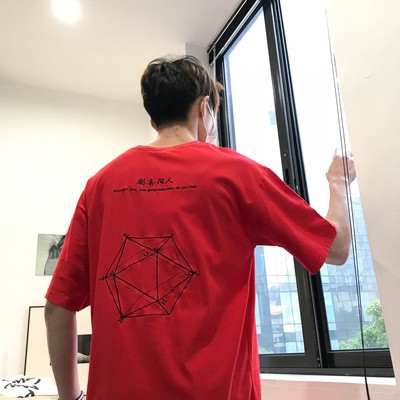 Áo thun nam nữ Hình học vải tốt Áo thun Unisex áo thun nam nữ (trắng, đỏ, đen) | BigBuy360 - bigbuy360.vn